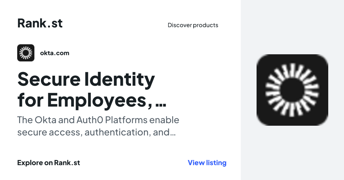 Secure Identity for Employees, Customers, and AI | Okta social card preview
