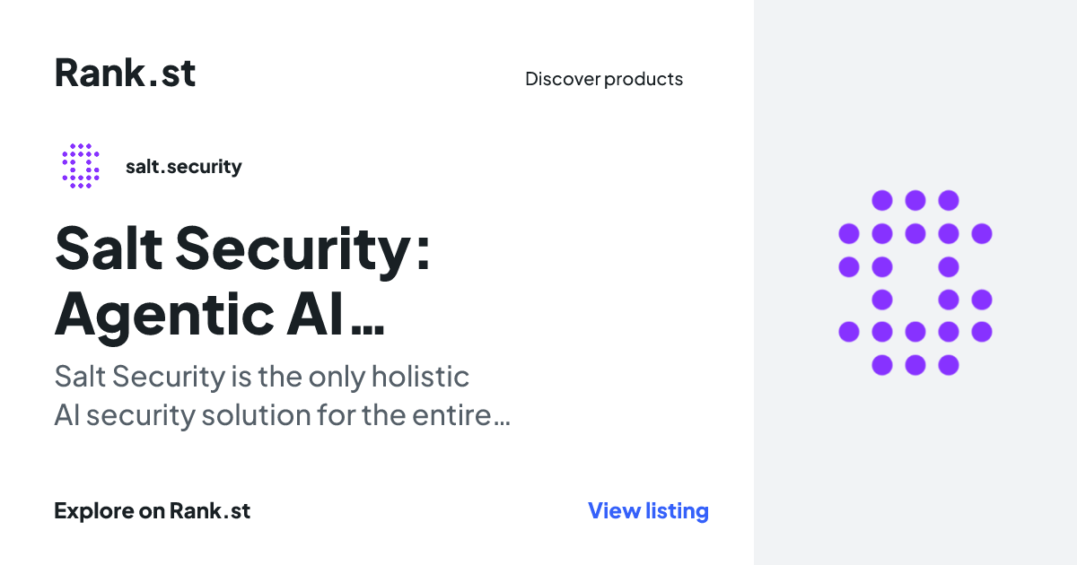 Salt Security: Agentic AI Security, MCP Discovery, and API Security social card preview