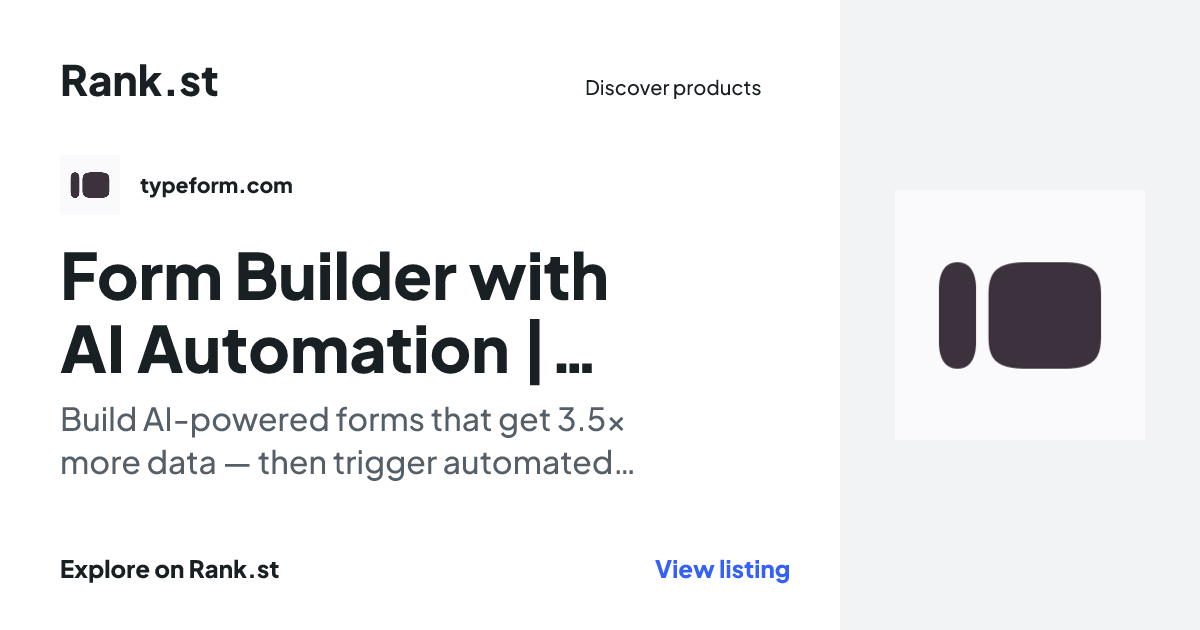 Form Builder with AI Automation | Typeform social card preview
